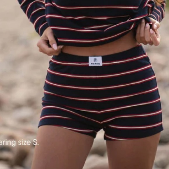 Parke Pants - NWT Parke Cotton Mini Short Navy Stripe sz S